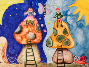 Chubby Gaby and Lapátfül Aquarelle Illustration